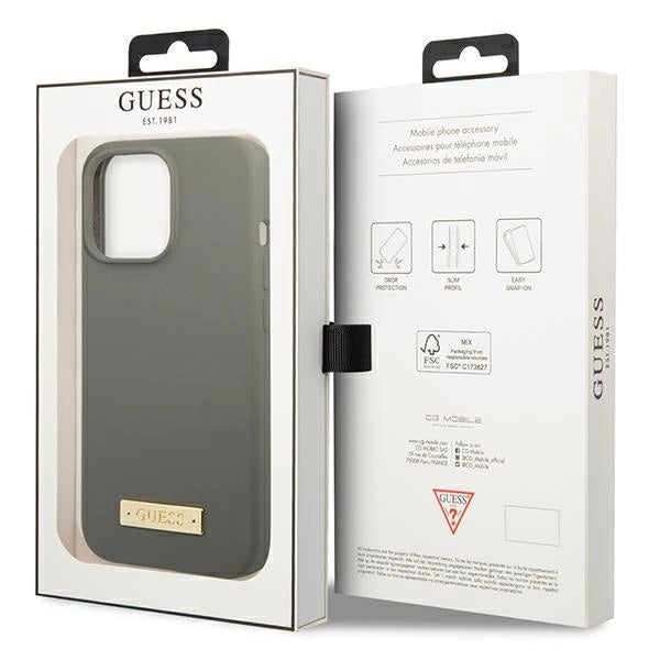Guess GUHMP13XSPLG iPhone 13 Pro Max 6.7" grå/grå hardcase Silicone Logo Plate MagSafe