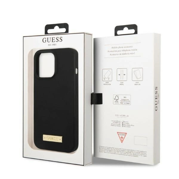 Guess GUHMP13XSPLK iPhone 13 Pro Max 6.7" sort/sort hardcase Silikon Logo Plade MagSafe