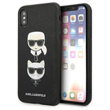 Karl Lagerfeld Saffiano Karl&Choupette hovedetæppe til iPhone XS Max - sort