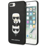 Karl Lagerfeld Saffiano Karl&Choupette hovedetæppe til iPhone 7 Plus / iPhone 8 Plus - sort