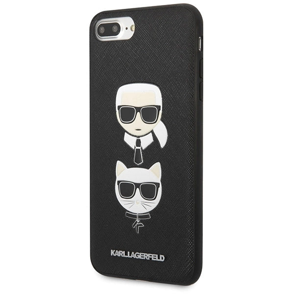 Karl Lagerfeld Saffiano Karl&Choupette hovedetæppe til iPhone 7 Plus / iPhone 8 Plus - sort