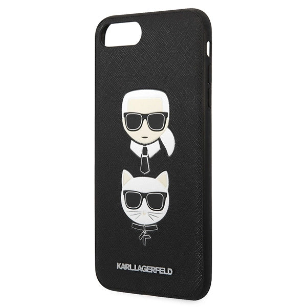 Karl Lagerfeld Saffiano Karl&Choupette hovedetæppe til iPhone 7 Plus / iPhone 8 Plus - sort