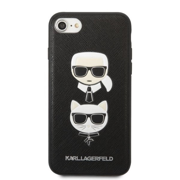 Karl Lagerfeld KLHCI8SAKICKCBK iPhone 7/8 / SE 2020 / SE 2022 sort/sort hardcase Saffiano Karl&Choupette Head
