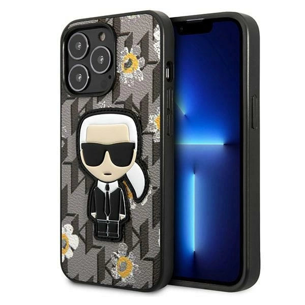 Karl Lagerfeld Flower Ikonik Karl-hylster til iPhone 13 Pro / iPhone 13 - grå