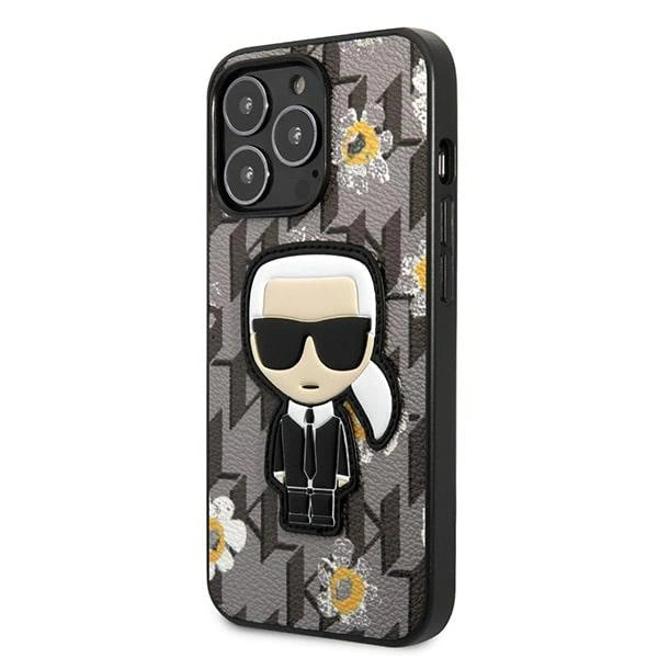 Karl Lagerfeld Flower Ikonik Karl-hylster til iPhone 13 Pro / iPhone 13 - grå