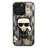 Karl Lagerfeld Flower Ikonik Karl-hylster til iPhone 13 Pro / iPhone 13 - grå