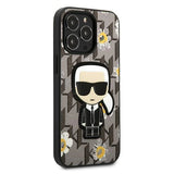 Karl Lagerfeld Flower Ikonik Karl-hylster til iPhone 13 Pro / iPhone 13 - grå