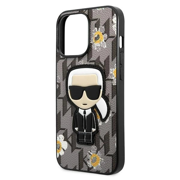 Karl Lagerfeld Flower Ikonik Karl-hylster til iPhone 13 Pro / iPhone 13 - grå