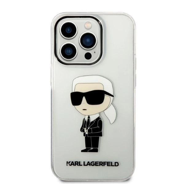 Karl Lagerfeld Ikonik Karl-hylster til iPhone 14 Pro - gennemsigtigt
