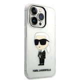 Karl Lagerfeld Ikonik Karl-hylster til iPhone 14 Pro - gennemsigtigt