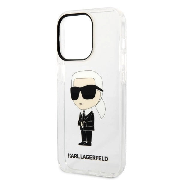 Karl Lagerfeld Ikonik Karl-hylster til iPhone 14 Pro - gennemsigtigt
