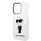 Karl Lagerfeld Ikonik Karl-hylster til iPhone 14 Pro - gennemsigtigt