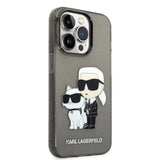 Karl Lagerfeld Glitter Karl&Choupette-foder for iPhone 14 Pro - sort