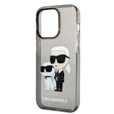 Karl Lagerfeld Glitter Karl&Choupette-foder for iPhone 14 Pro - sort