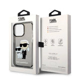 Karl Lagerfeld Glitter Karl&Choupette-foder for iPhone 14 Pro - sort