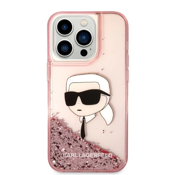 Karl Lagerfeld Glitter Karl's hovedkasse til iPhone 14 Pro - lyserød