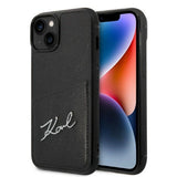 Karl Lagerfeld Signature Logo Cardslot case til iPhone 14 Plus - sort