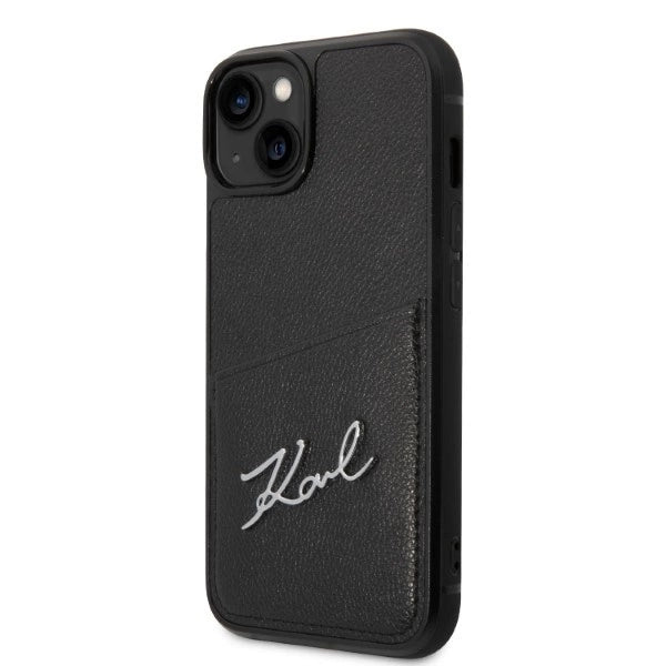 Karl Lagerfeld Signature Logo Cardslot case til iPhone 14 Plus - sort