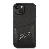 Karl Lagerfeld Signature Logo Cardslot case til iPhone 14 Plus - sort