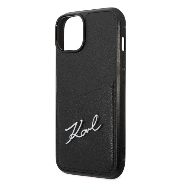 Karl Lagerfeld Signature Logo Cardslot case til iPhone 14 Plus - sort