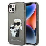 Karl Lagerfeld Glitter Karl&Choupette-foder til iPhone 14 Plus - sort