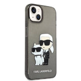 Karl Lagerfeld Glitter Karl&Choupette-foder til iPhone 14 Plus - sort