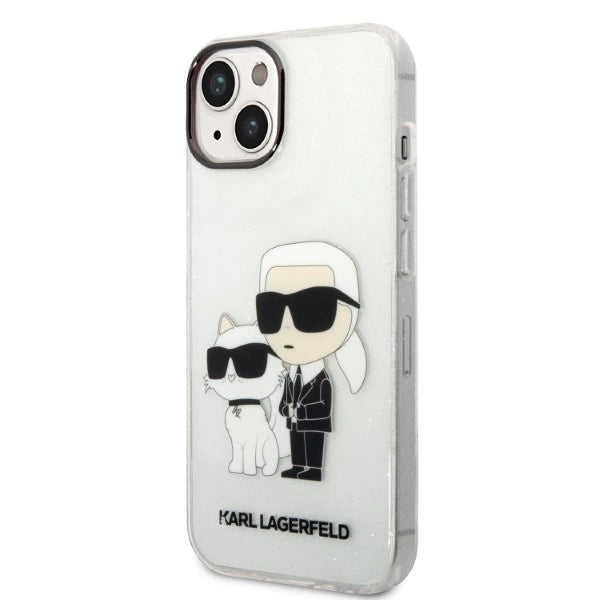 Karl Lagerfeld Glitter Karl & Choupette-foder for iPhone 14 Plus - gennemsigtigt