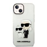 Karl Lagerfeld Glitter Karl & Choupette-foder for iPhone 14 Plus - gennemsigtigt