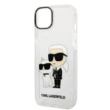Karl Lagerfeld Glitter Karl & Choupette-foder for iPhone 14 Plus - gennemsigtigt