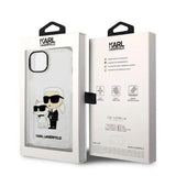 Karl Lagerfeld Glitter Karl & Choupette-foder for iPhone 14 Plus - gennemsigtigt