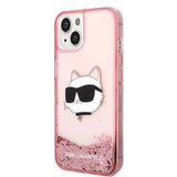 Karl Lagerfeld Glitter Choupette hovedkasse til iPhone 14 Plus - lyserød