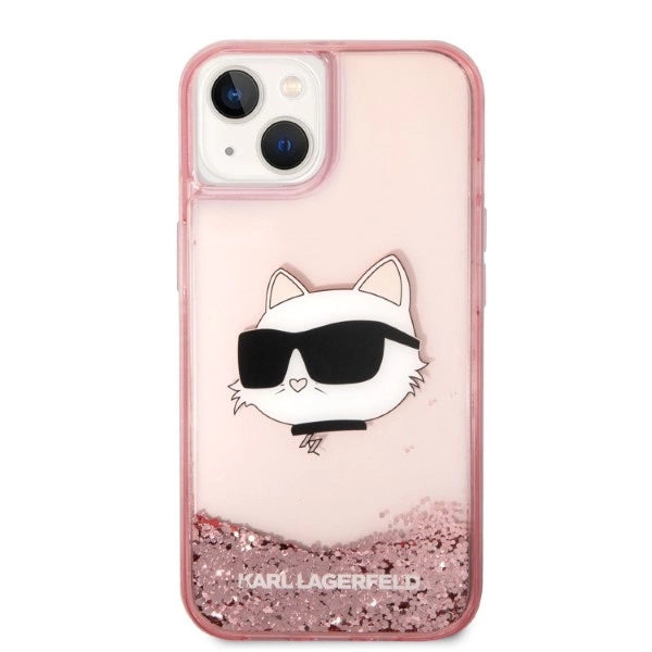 Karl Lagerfeld Glitter Choupette hovedkasse til iPhone 14 Plus - lyserød