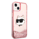 Karl Lagerfeld Glitter Choupette hovedkasse til iPhone 14 Plus - lyserød