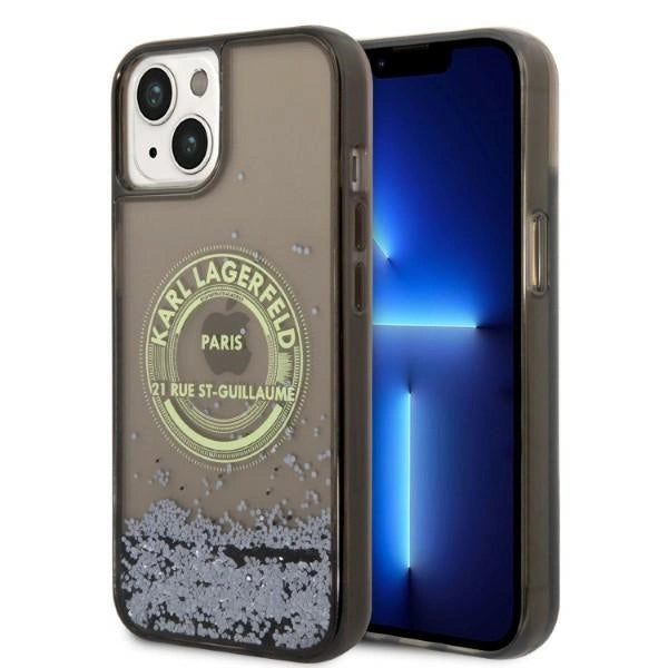 Karl Lagerfeld Liquid Glitter RSG fodtøj til iPhone 14 - sort