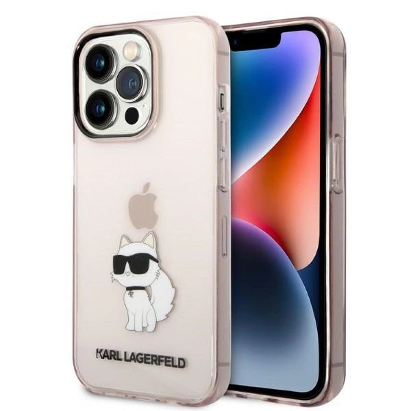 Karl Lagerfeld Ikonik Choupette fodtøj til iPhone 14 Pro Max - pink