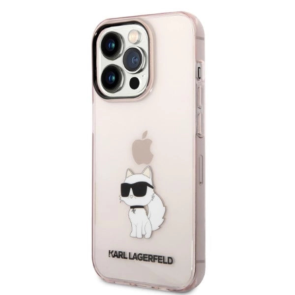 Karl Lagerfeld Ikonik Choupette fodtøj til iPhone 14 Pro Max - pink