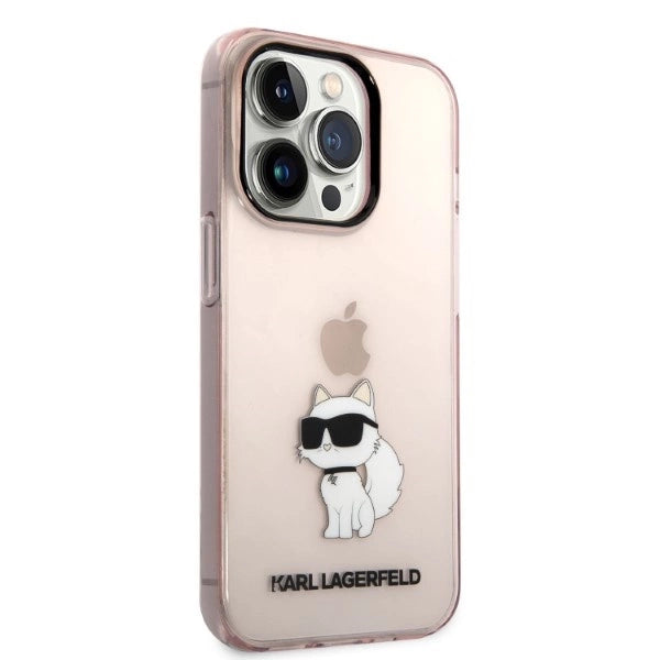 Karl Lagerfeld Ikonik Choupette fodtøj til iPhone 14 Pro Max - pink
