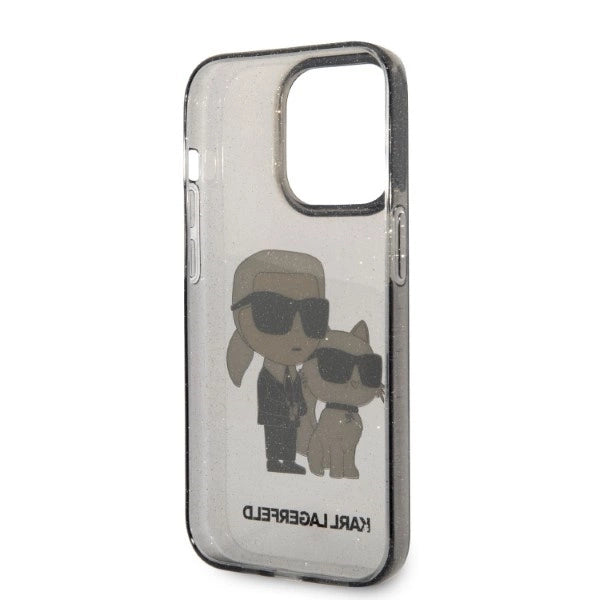 Karl Lagerfeld Glitter Karl & Choupette-foder for iPhone 14 Pro Max - sort