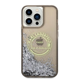 Karl Lagerfeld Liquid Glitter RSG fodtøj til iPhone 14 Pro Max - sort