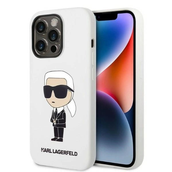 Karl Lagerfeld Silicone Ikonik-foder for iPhone 14 Pro Max - hvid