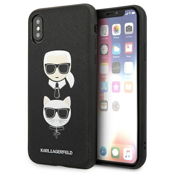 Karl Lagerfeld Saffiano Karl&Choupette hovedkasse til iPhone X/XS - sort