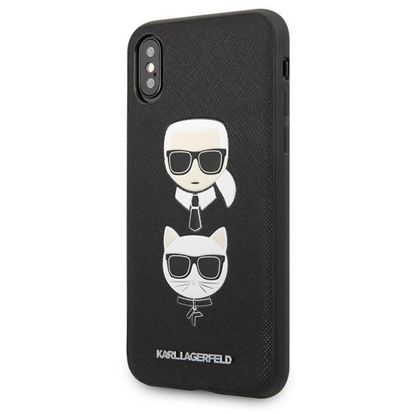 Karl Lagerfeld Saffiano Karl&Choupette hovedkasse til iPhone X/XS - sort