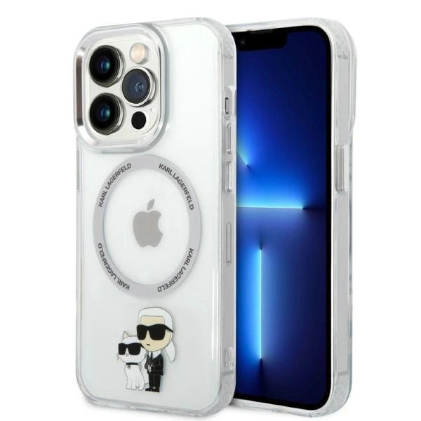 Karl Lagerfeld Iconic Karl & Choupette MagSafe-foder for iPhone 14 Pro - gennemsigtigt