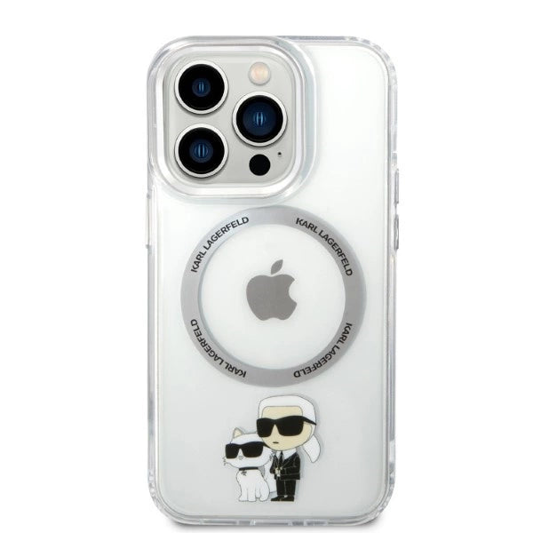 Karl Lagerfeld Iconic Karl & Choupette MagSafe-foder for iPhone 14 Pro - gennemsigtigt