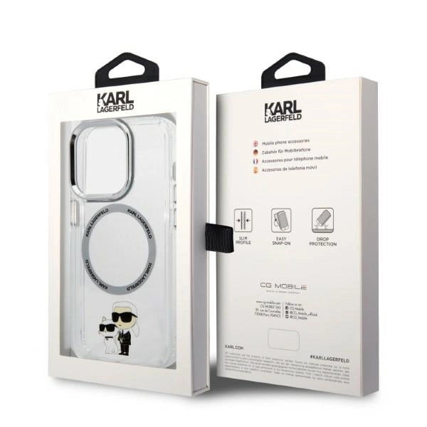 Karl Lagerfeld Iconic Karl & Choupette MagSafe-foder for iPhone 14 Pro - gennemsigtigt