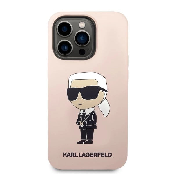Karl Lagerfeld Silicone Ikonik MagSafe-kasse til iPhone 14 Pro Max - lyserød