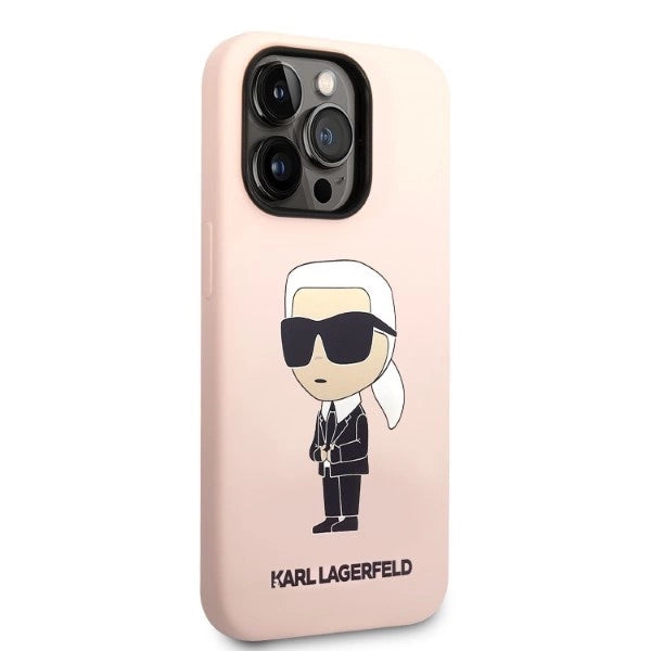 Karl Lagerfeld Silicone Ikonik MagSafe-kasse til iPhone 14 Pro Max - lyserød