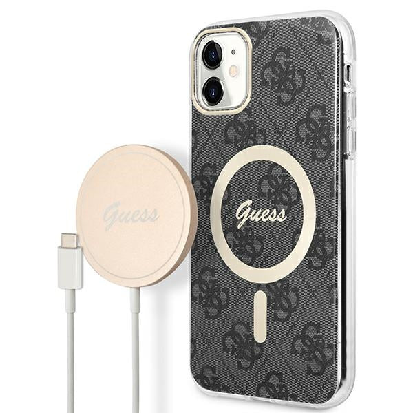 Set Guess GUBPN61H4EACSK Case+Charger iPhone 11 6.1" sort/sort hard case 4G Print MagSafe