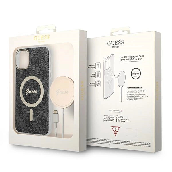 Set Guess GUBPN61H4EACSK Case+Charger iPhone 11 6.1" sort/sort hard case 4G Print MagSafe