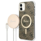 Set Guess GUBPN61H4EACSW Case+Charger iPhone 11 6.1" brun/brun hard case 4G Print MagSafe